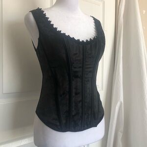 Y2K Coquette Black Satin Corset Top